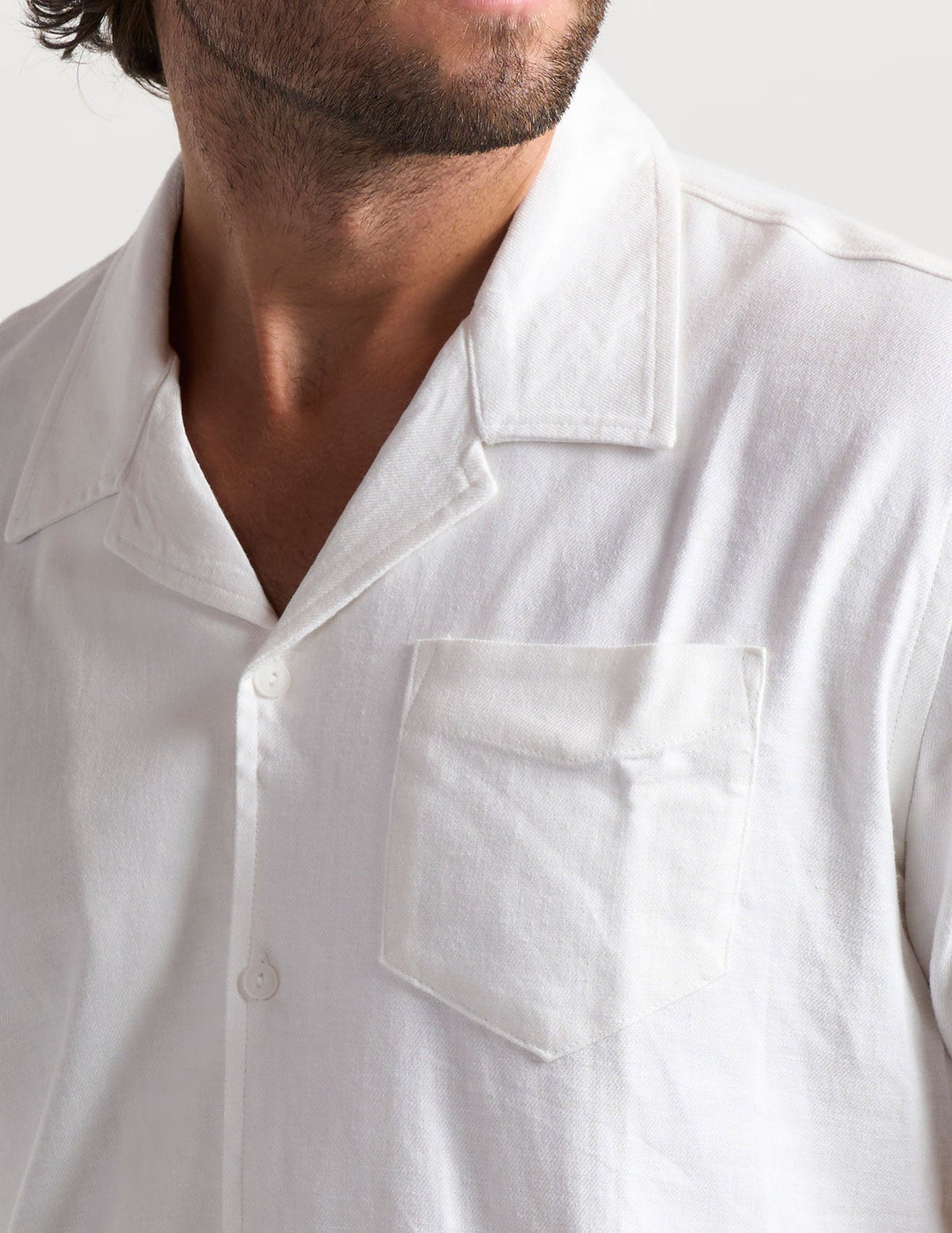 Tech Linen Camp Collar - White (The Slow Burn)